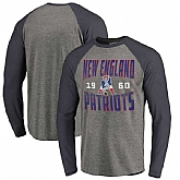 New England Patriots NFL Pro Line by Fanatics Branded Timeless Collection Antique Stack Long Sleeve Tri-Blend Raglan T-Shirt Ash,baseball caps,new era cap wholesale,wholesale hats
