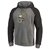 New Orleans Saints NFL Pro Line by Fanatics Branded Gray  Black Throwback Logo Big & Tall Tri-Blend Raglan Pullover Hoodie 90Hou,baseball caps,new era cap wholesale,wholesale hats