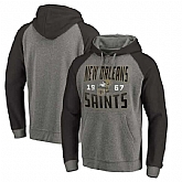New Orleans Saints NFL Pro Line by Fanatics Branded Timeless Collection Antique Stack Tri-Blend Raglan Pullover Hoodie Ash,baseball caps,new era cap wholesale,wholesale hats