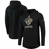 New Orleans Saints Nike Blend Performance Hooded Long Sleeve T-Shirt Black,baseball caps,new era cap wholesale,wholesale hats