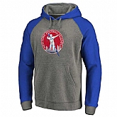 New York Giants NFL Pro Line by Fanatics Branded Gray  Royal Throwback Logo Tri-Blend Raglan Pullover Hoodie 90Hou,baseball caps,new era cap wholesale,wholesale hats