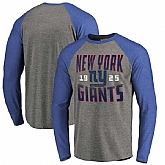 New York Giants NFL Pro Line by Fanatics Branded Timeless Collection Antique Stack Long Sleeve Tri-Blend Raglan T-Shirt Ash,baseball caps,new era cap wholesale,wholesale hats