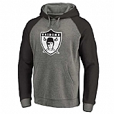 Oakland Raiders NFL Pro Line by Fanatics Branded Gray Black Throwback Logo Big Tall Tri Blend Raglan Pullover Hoodie 90Hou,baseball caps,new era cap wholesale,wholesale hats