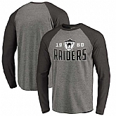 Oakland Raiders NFL Pro Line by Fanatics Branded Timeless Collection Antique Stack Long Sleeve Tri-Blend Raglan T-Shirt Ash,baseball caps,new era cap wholesale,wholesale hats