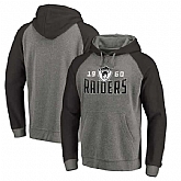 Oakland Raiders NFL Pro Line by Fanatics Branded Timeless Collection Antique Stack Tri-Blend Raglan Pullover Hoodie Ash,baseball caps,new era cap wholesale,wholesale hats