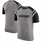 Oakland Raiders Nike Enzyme Shoulder Stripe Raglan T-Shirt - Heathered Gray,baseball caps,new era cap wholesale,wholesale hats