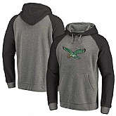 Philadelphia Eagles NFL Pro Line by Fanatics Branded Gray Black Throwback Logo Big Tall Tri Blend Raglan Pullover Hoodie 90Hou,baseball caps,new era cap wholesale,wholesale hats