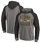 Pittsburgh Steelers NFL Pro Line by Fanatics Branded Timeless Collection Antique Stack Tri-Blend Raglan Pullover Hoodie Ash,baseball caps,new era cap wholesale,wholesale hats