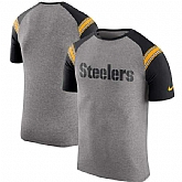Pittsburgh Steelers Nike Enzyme Shoulder Stripe Raglan T-Shirt - Heathered Gray,baseball caps,new era cap wholesale,wholesale hats