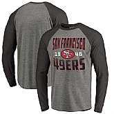 San Francisco 49ers NFL Pro Line by Fanatics Branded Timeless Collection Antique Stack Long Sleeve Tri-Blend Raglan T-Shirt Ash,baseball caps,new era cap wholesale,wholesale hats