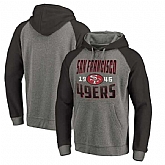 San Francisco 49ers NFL Pro Line by Fanatics Branded Timeless Collection Antique Stack Tri-Blend Raglan Pullover Hoodie Ash,baseball caps,new era cap wholesale,wholesale hats