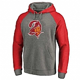 Tampa Bay Buccaneers NFL Pro Line by Fanatics Branded Gray  Red Throwback Logo Tri-Blend Raglan Pullover Hoodie 90Hou,baseball caps,new era cap wholesale,wholesale hats