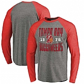 Tampa Bay Buccaneers NFL Pro Line by Fanatics Branded Timeless Collection Antique Stack Long Sleeve Tri-Blend Raglan T-Shirt Ash,baseball caps,new era cap wholesale,wholesale hats