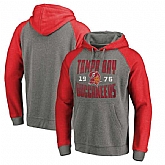 Tampa Bay Buccaneers NFL Pro Line by Fanatics Branded Timeless Collection Antique Stack Tri-Blend Raglan Pullover Hoodie Ash,baseball caps,new era cap wholesale,wholesale hats