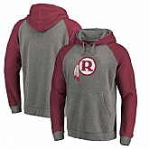 Washington Redskins NFL Pro Line by Fanatics Branded Gray Burgundy Throwback Logo Tri-Blend Raglan Pullover Hoodie 90Hou,baseball caps,new era cap wholesale,wholesale hats