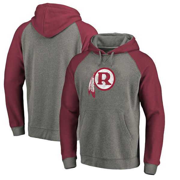 Washington Redskins NFL Pro Line by Fanatics Branded Gray Burgundy Throwback Logo Tri-Blend Raglan Pullover Hoodie 90Hou