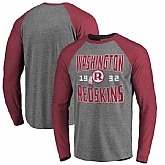 Washington Redskins NFL Pro Line by Fanatics Branded Timeless Collection Antique Stack Long Sleeve Tri-Blend Raglan T-Shirt Ash,baseball caps,new era cap wholesale,wholesale hats