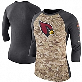 Women Arizona Cardinals Nike Camo Charcoal Salute to Service Legend Three-Quarter Raglan Sleeve T-Shirt 90Hou