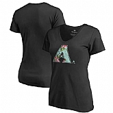 Women Arizona Diamondbacks Fanatics Branded Lovely V Neck T-Shirt Black Fyun