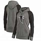 Women Atlanta Falcons NFL Pro Line by Fanatics Branded Throwback Logo Tri-Blend Raglan Plus Size Pullover Hoodie - GrayBlack,baseball caps,new era cap wholesale,wholesale hats