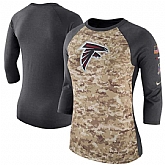 Women Atlanta Falcons Nike Camo Charcoal Salute to Service Legend Three-Quarter Raglan Sleeve T-Shirt 90Hou