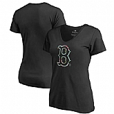 Women Boston Red Sox Fanatics Branded Lovely Plus Size V Neck T-Shirt Black Fyun