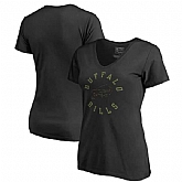 Women Buffalo Bills NFL Pro Line by Fanatics Branded Camo Collection Liberty Plus Size V Neck T-Shirt Black