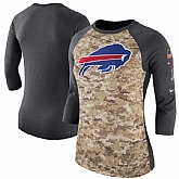 Women Buffalo Bills Nike Camo Charcoal Salute to Service Legend Three-Quarter Raglan Sleeve T-Shirt 90Hou