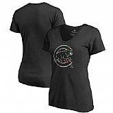 Women Chicago Cubs Fanatics Branded Lovely Plus Size V Neck T-Shirt Black Fyun