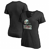 Women Cleveland Browns NFL Pro Line by Fanatics Branded Lovely Plus Size V Neck T-Shirt Black