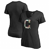 Women Cleveland Indians Fanatics Branded Lovely V Neck T-Shirt Black Fyun,baseball caps,new era cap wholesale,wholesale hats