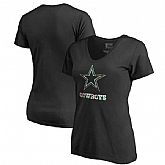 Women Dallas Cowboys NFL Pro Line by Fanatics Branded Lovely Plus Size V Neck T-Shirt Black,baseball caps,new era cap wholesale,wholesale hats