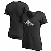 Women Denver Broncos NFL Pro Line by Fanatics Branded Lovely Plus Size V Neck T-Shirt Black,baseball caps,new era cap wholesale,wholesale hats