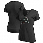 Women Detroit Lions NFL Pro Line by Fanatics Branded Lovely Plus Size V Neck T-Shirt Black