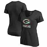 Women Green Bay Packers NFL Pro Line by Fanatics Branded Lovely Plus Size V Neck T-Shirt Black,baseball caps,new era cap wholesale,wholesale hats