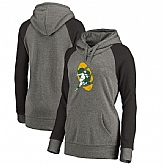 Women Green Bay Packers NFL Pro Line by Fanatics Branded Throwback Logo Tri-Blend Raglan Plus Size Pullover Hoodie - GrayBlack,baseball caps,new era cap wholesale,wholesale hats