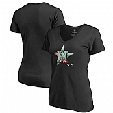 Women Houston Astros Fanatics Branded Lovely V Neck T-Shirt Black Fyun