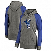 Women Indianapolis Colts NFL Pro Line by Fanatics Branded Throwback Logo Tri-Blend Raglan Plus Size Pullover Hoodie - GrayRoyal,baseball caps,new era cap wholesale,wholesale hats