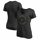 Women Minnesota Vikings NFL Pro Line by Fanatics Branded Camo Collection Liberty Plus Size V Neck T-Shirt Black