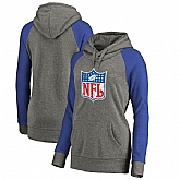 Women NFL Shield NFL Pro Line by Fanatics Branded Throwback Logo Tri-Blend Raglan Plus Size Pullover Hoodie - Heather GrayRoyal,baseball caps,new era cap wholesale,wholesale hats