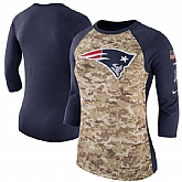 Women New England Patriots Nike Camo Navy Salute to Service Legend Three-Quarter Raglan Sleeve T-Shirt 90Hou,baseball caps,new era cap wholesale,wholesale hats