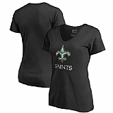 Women New Orleans Saints NFL Pro Line by Fanatics Branded Lovely Plus Size V Neck T-Shirt Black,baseball caps,new era cap wholesale,wholesale hats