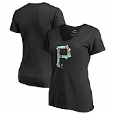 Women Pittsburgh Pirates Fanatics Branded Lovely V Neck T-Shirt Black Fyun,baseball caps,new era cap wholesale,wholesale hats