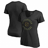 Women Pittsburgh Steelers NFL Pro Line by Fanatics Branded Camo Collection Liberty Plus Size V Neck T-Shirt Black,baseball caps,new era cap wholesale,wholesale hats