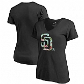 Women San Diego Padres Fanatics Branded Lovely V Neck T-Shirt Black Fyun,baseball caps,new era cap wholesale,wholesale hats