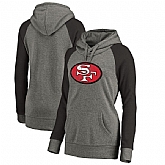 Women San Francisco 49ers NFL Pro Line by Fanatics Branded Throwback Logo Tri-Blend Raglan Plus Size Pullover Hoodie - GrayBlack,baseball caps,new era cap wholesale,wholesale hats