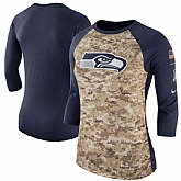 Women Seattle Seahawks Nike Camo Navy Salute to Service Legend Three-Quarter Raglan Sleeve T-Shirt 90Hou,baseball caps,new era cap wholesale,wholesale hats