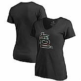 Women St. Louis Cardinals Fanatics Branded Lovely V Neck T-Shirt Black Fyun