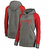 Women Tampa Bay Buccaneers NFL Pro Line by Fanatics Branded Timeless Collection Rising Script Plus Size Tri-Blend Hoodie Ash
