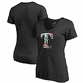 Women Texas Rangers Fanatics Branded Lovely Plus Size V Neck T-Shirt Black Fyun